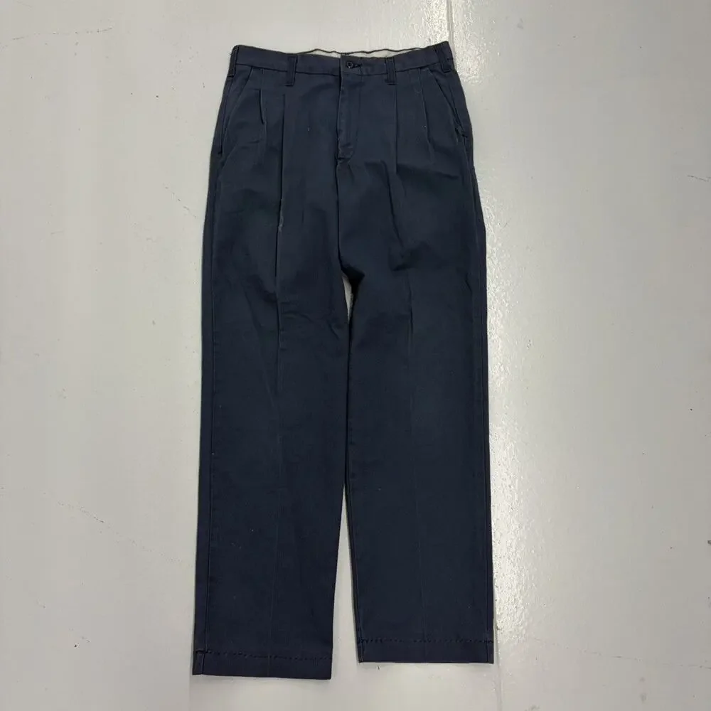 Vintage 70s Cintas Blue Pleated Workwear Chinos 30x29